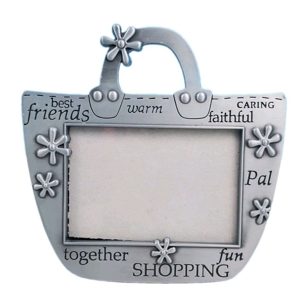 Foliot Handbag Purse Shaped Picture Frame Brushed Silver Metal 3.5x5